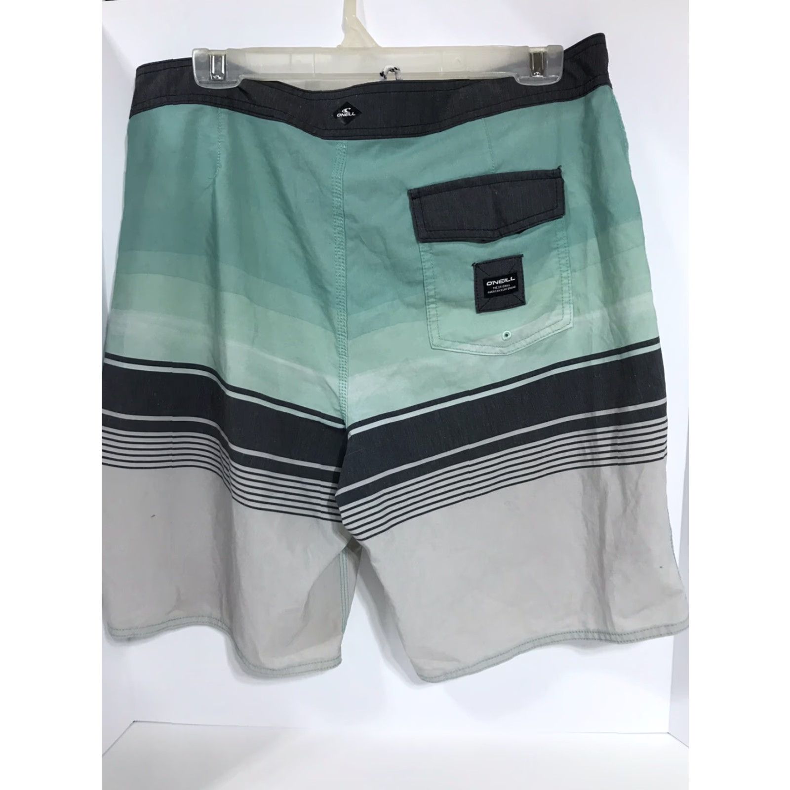 O'Neill O'Neill Classic Board Shorts 19" Size 36 Green/Gray Striped Mens Size US 36 / EU 52 - 2 Thumbnail