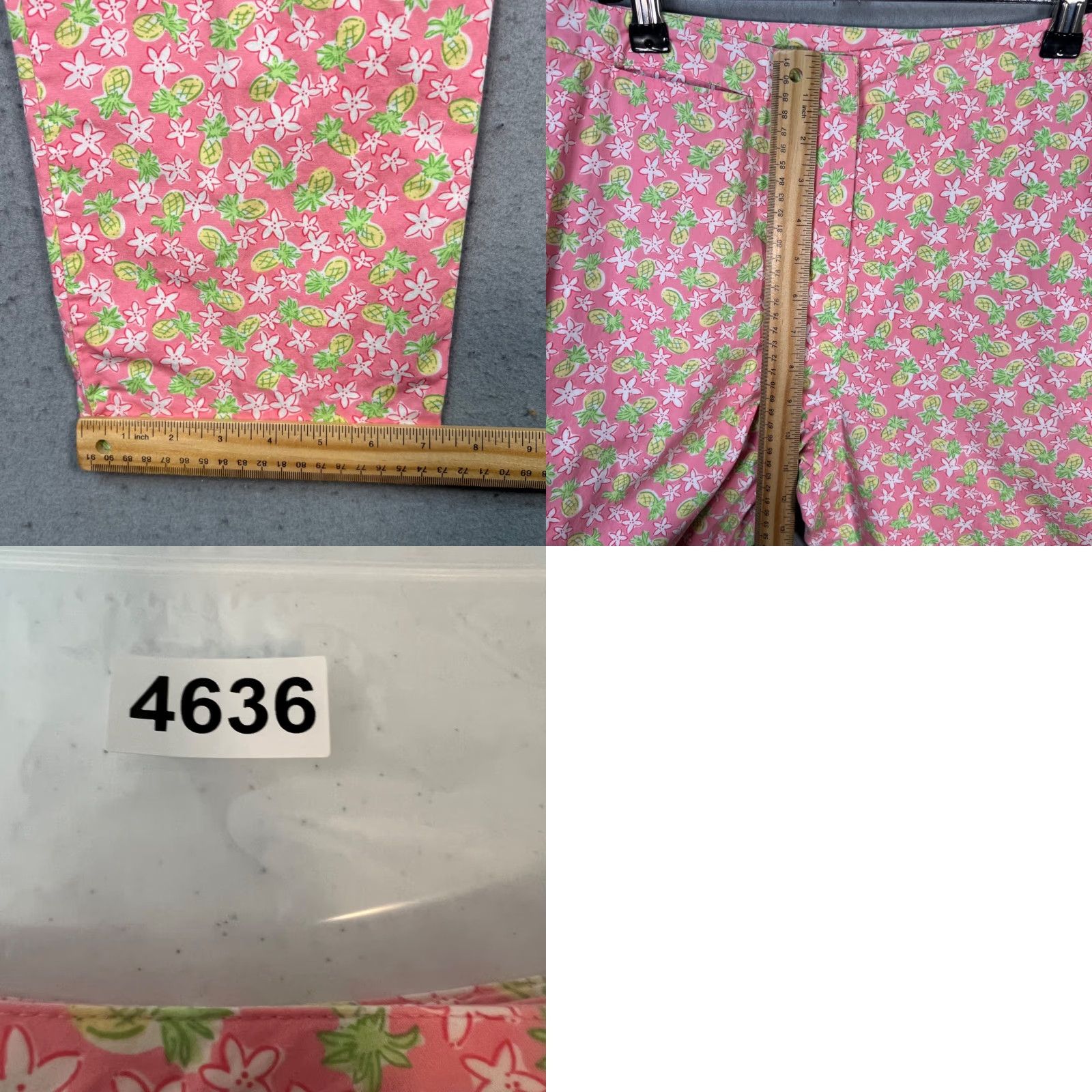 Lilly Pulitzer Lilly Pulitzer Womens 6 Pink & Green Floral Pineapple Print Pants Cotton Cropped Straight Inseam 24 in Summer Beach Size 28" / US 6 / IT 42 - 8 Thumbnail