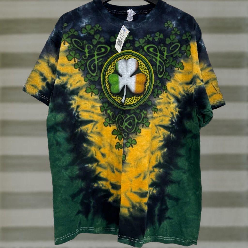 Liquid Blue VINTAGE? (no) Celtic Shamrock Tie Dye Shirt Mens XL Black Gold Green 2011 Liquid Blue NWT Size US XL / EU 56 / 4 - 1 Thumbnail