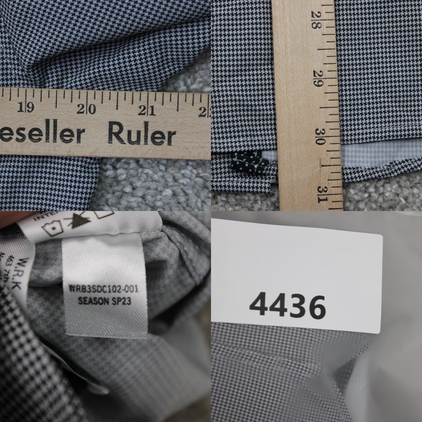 Vintage WRK Dress Shirt Mens 15 Black/White 4 Way Stretch Slim Fit L/S Button Size 40R - 9 Thumbnail