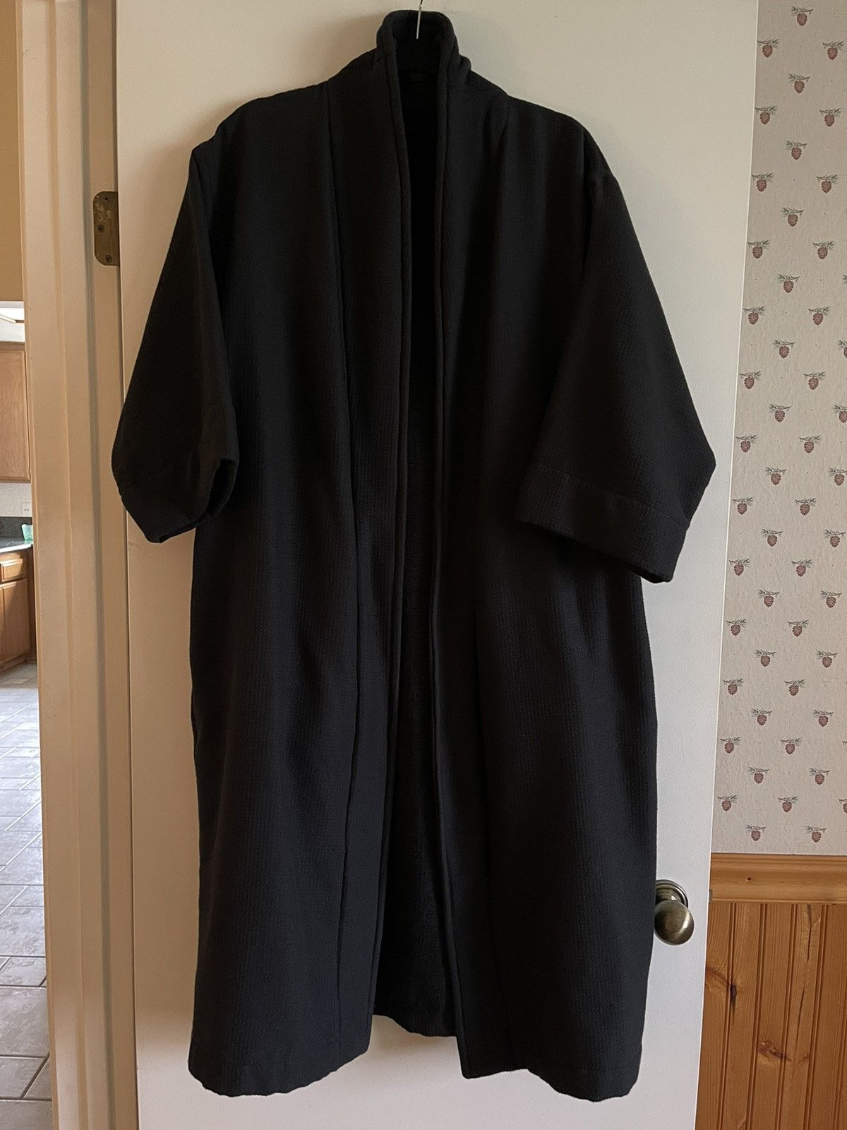 image of Fear Of God Loungewear Waffle Robe in Black, Men's (Size Large)