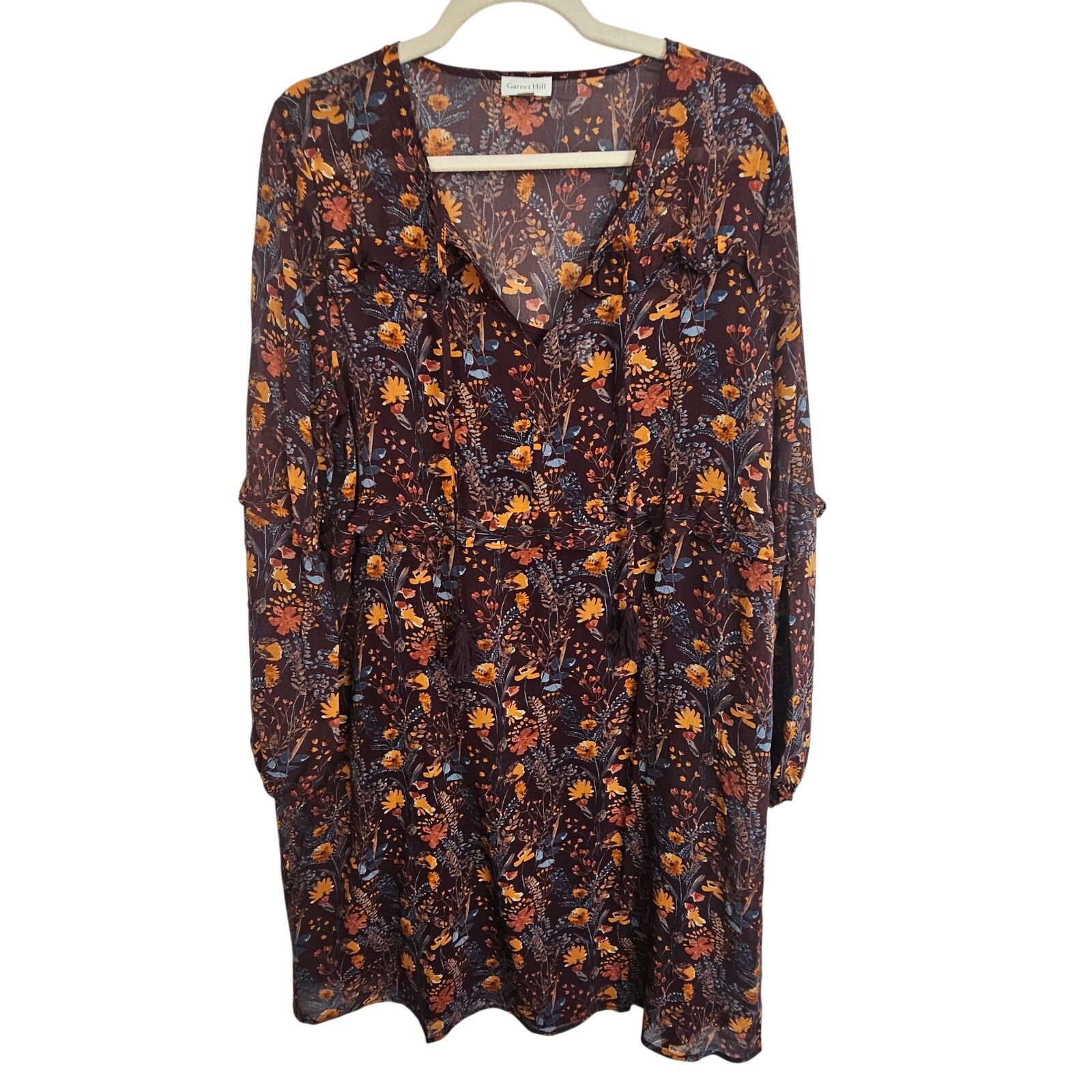 Arnette Garnet Hill Womens Silk Dress Autumn Floral Boho Peasant Size M / US 6-8 / IT 42-44 - 1 Thumbnail