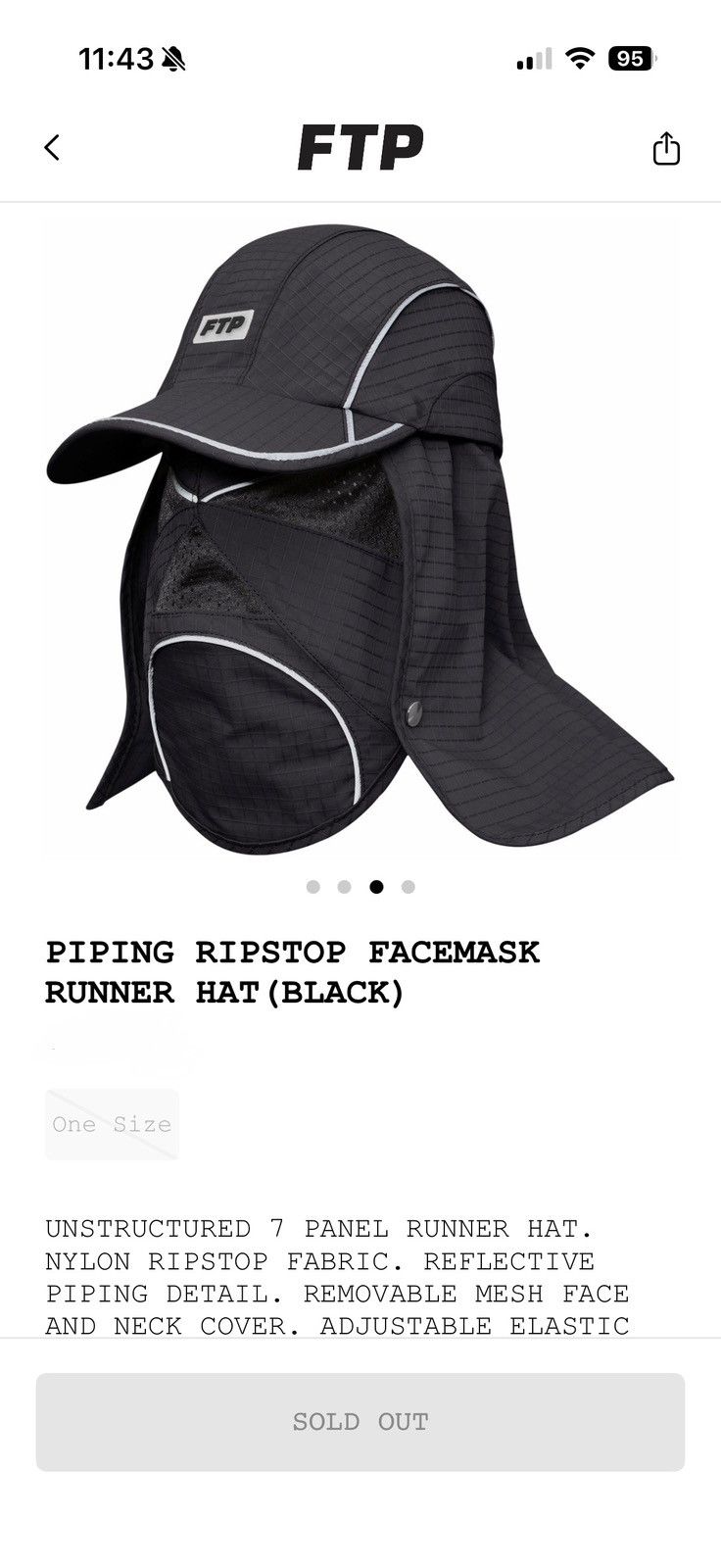 Fuck The Population FTP PIPING RIPSTOP FACEMASK RUNNER HAT (BLACK) Size ONE SIZE - 3 Thumbnail