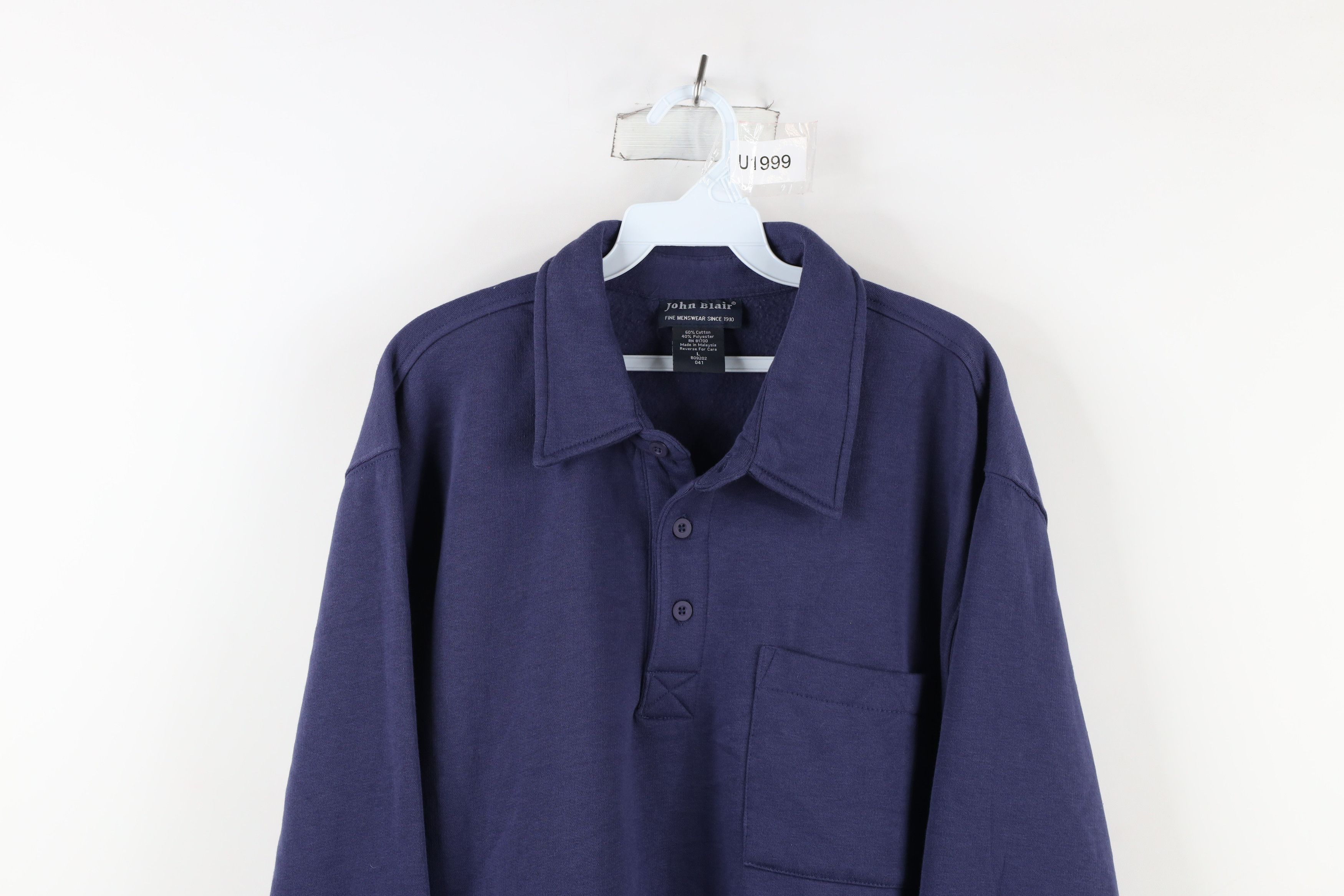 Vintage Vintage 90s Streetwear Collared Pullover Sweatshirt Blue Size US L / EU 52-54 / 3 - 2 Thumbnail