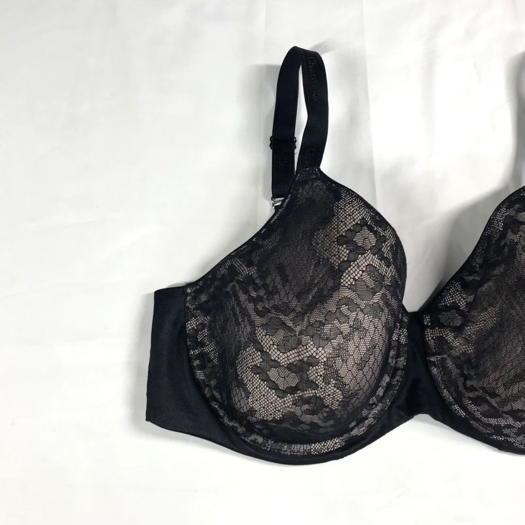 Vintage Chantelle Magnifique Black Lace Minimizer Bra 3781 WOMENS 40D Underwire Support Size ONE SIZE - 2 Thumbnail