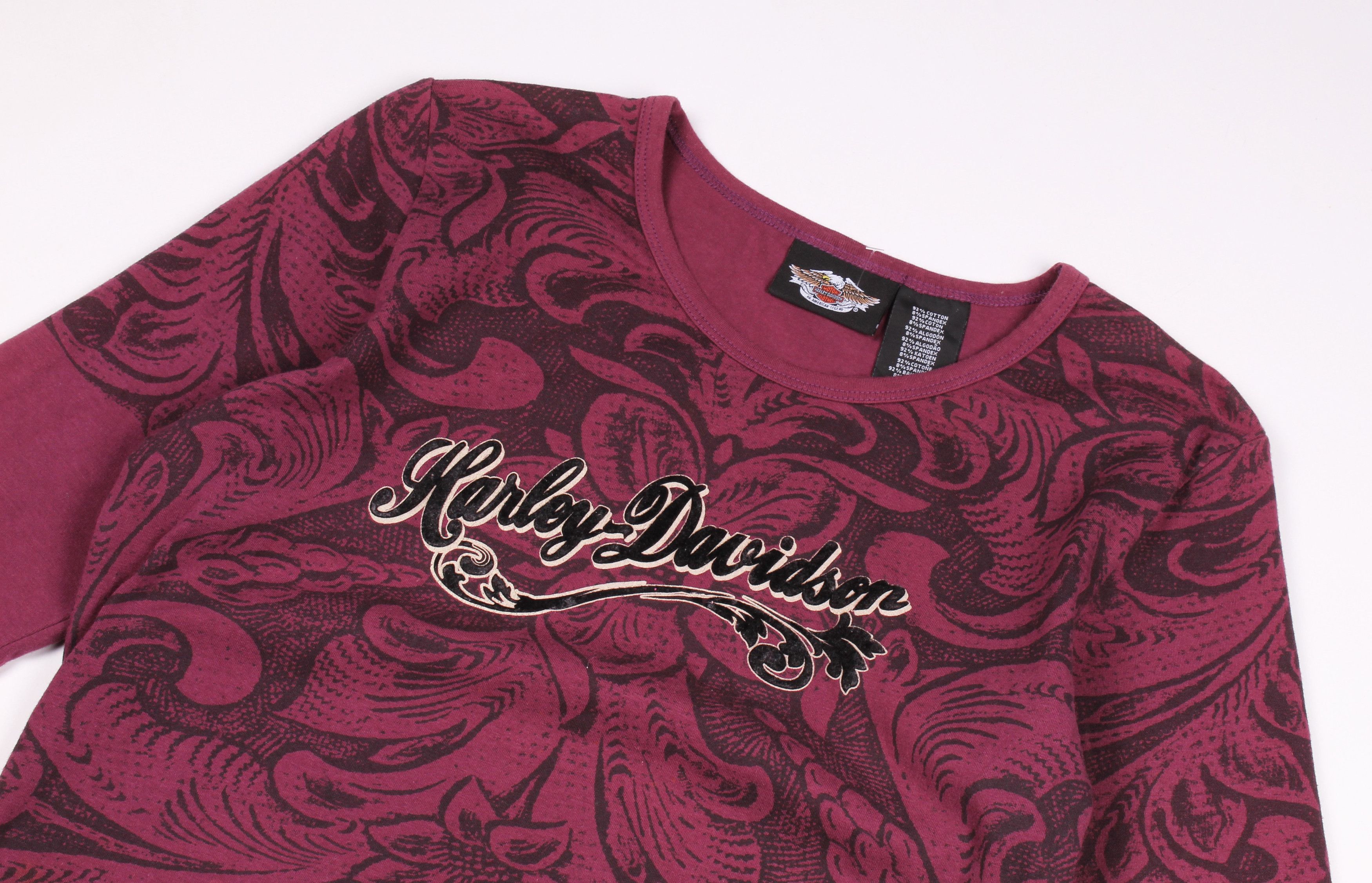 Harley Davidson Vintage Harley Davidson Printed Purple 3/4 Sleeve Top Size S / US 4 / IT 40 - 2 Thumbnail