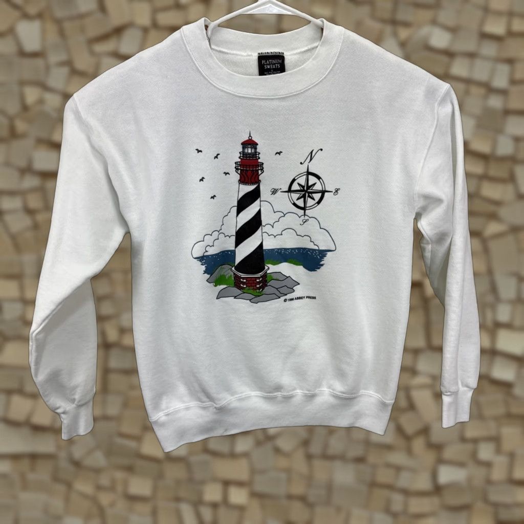 Vintage VINTAGE Lighthouse Crewneck Sweatshirt USA Adult Large Compass Abbey Press 1996 Size US L / EU 52-54 / 3 - 1 Thumbnail