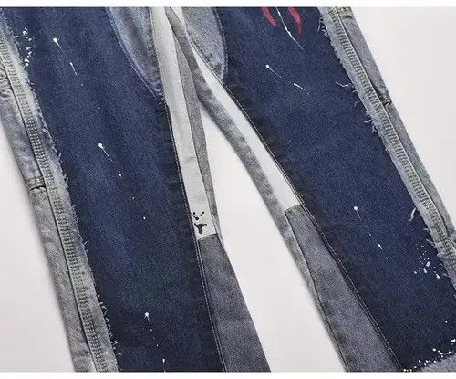 Japanese Brand Denim Splash Ink Flare Pants Size US 32 / EU 48 - 3 Thumbnail