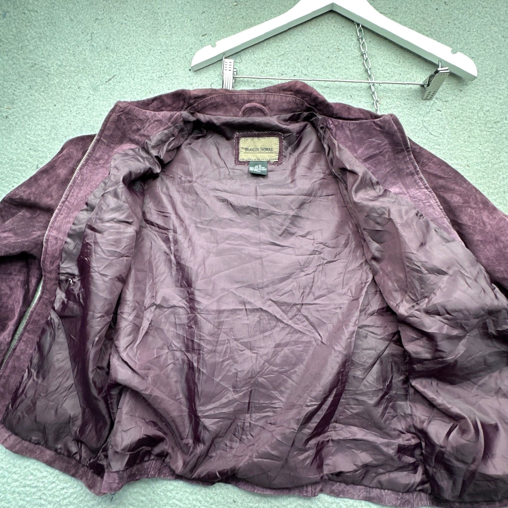 Vintage VINTAGE Brandon Thomas Suede Leather Jacket Womens Medium Purple Lined Bomber Jacket Size M / US 6-8 / IT 42-44 - 7 Thumbnail