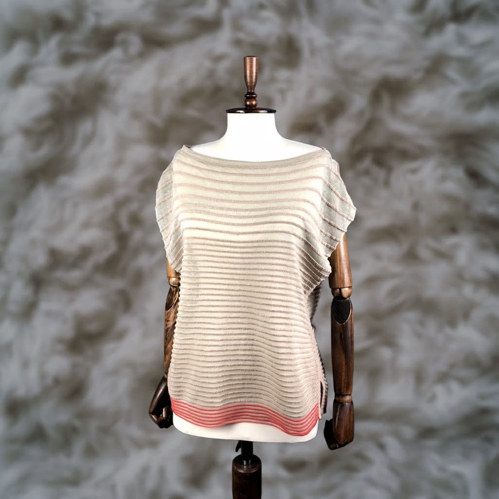 Vintage IVKO Women Beige Cotton Blend Blouse Size 38 Striped Size XS / US 0-2 / IT 36-38 - 1 Thumbnail