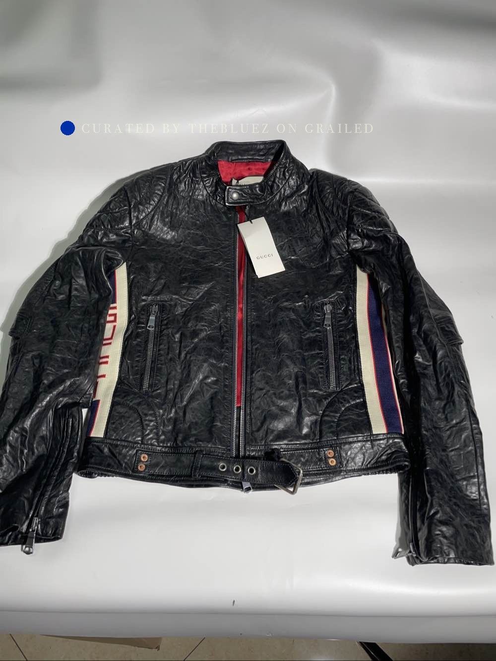 Gucci Striped Black Leather Jacket, Size S Size US S / EU 44-46 / 1 - 1 Thumbnail