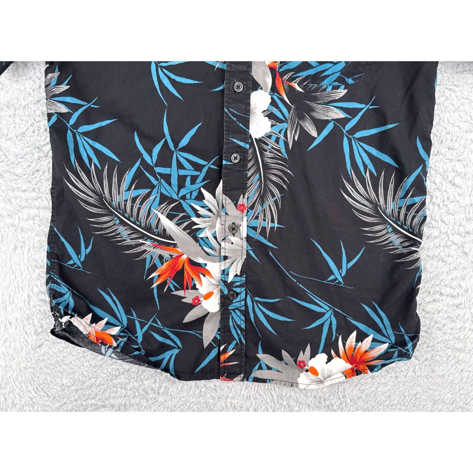 Vans VANS Shirt Men Adult Small Black Floral Leaf Hawaiian Button Up Cotton Mens Size US S / EU 44-46 / 1 - 5 Thumbnail