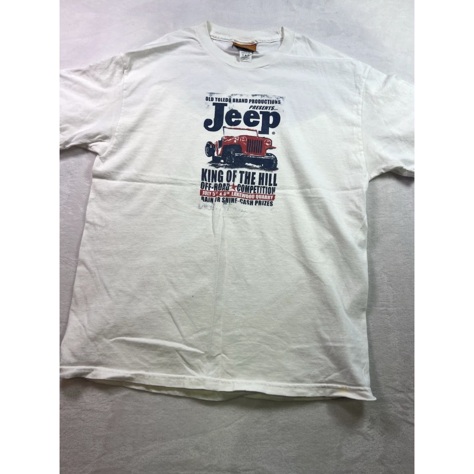 Jeep VINTAGE Jeep King Of The Hill Off Road Comp Men's T-shirt JEEP Shirt Regular Medium White Cotton Knit Logo - Size US L / EU 52-54 / 3 - 2 Thumbnail