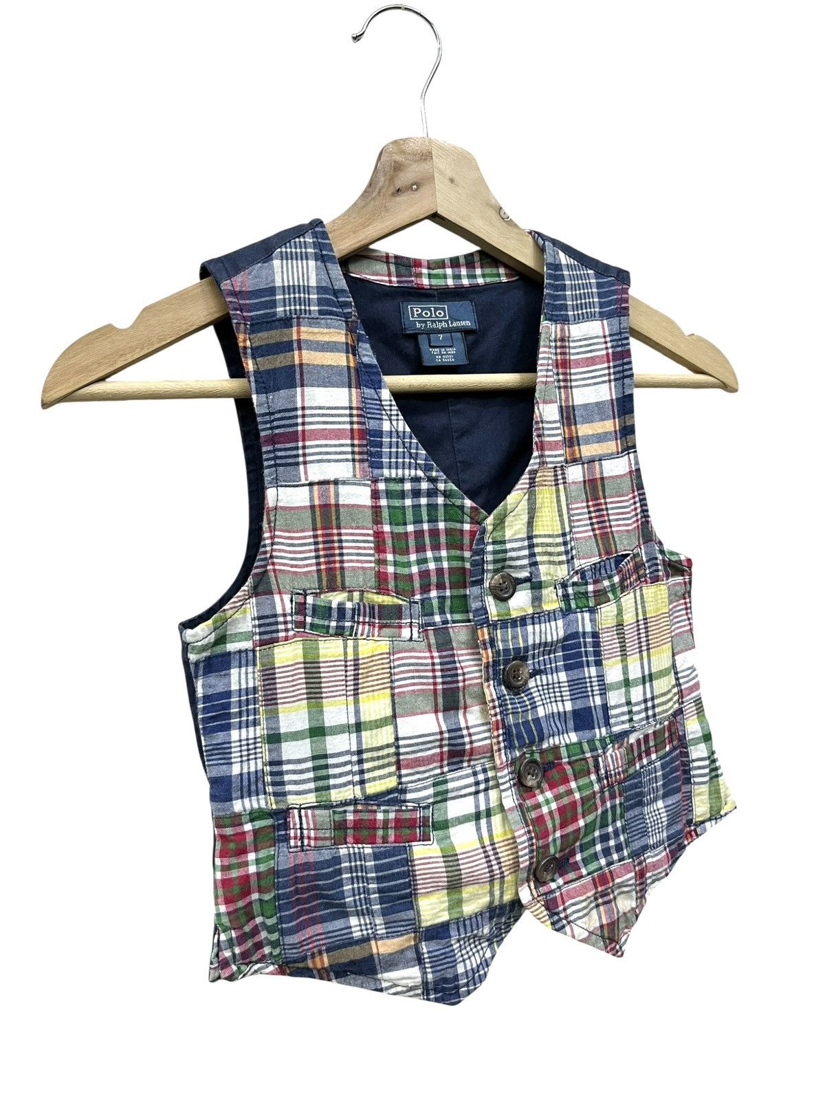 Polo Ralph Lauren Vintage Polo Ralph Lauren Patchwork Madras Plaid Vest Junior Size US XXS / EU 40 - 2 Thumbnail