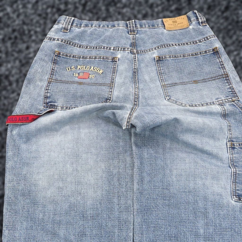 Vintage VTG US Polo Assn Jeans Mens 34x30 Baggy Y2K Carpenter Skater Grunge Pipes Flag Jeans Denim 5-Pocket Relaxed Regular Blue USA 90s Mens Size US S / EU 44-46 / 1 - 1 Thumbnail