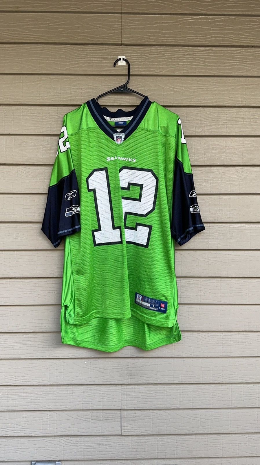 Vtg SEATTLE SEAHAWKS 12TH MAN JERSEY ORIGINAL OG FAN #12 REEBOK NFL On  Field L