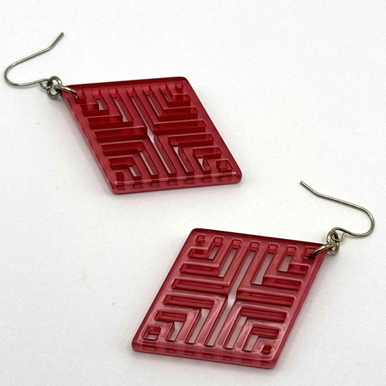 Other Red Chevron Pattern Earrings Size ONE SIZE - 2 Thumbnail