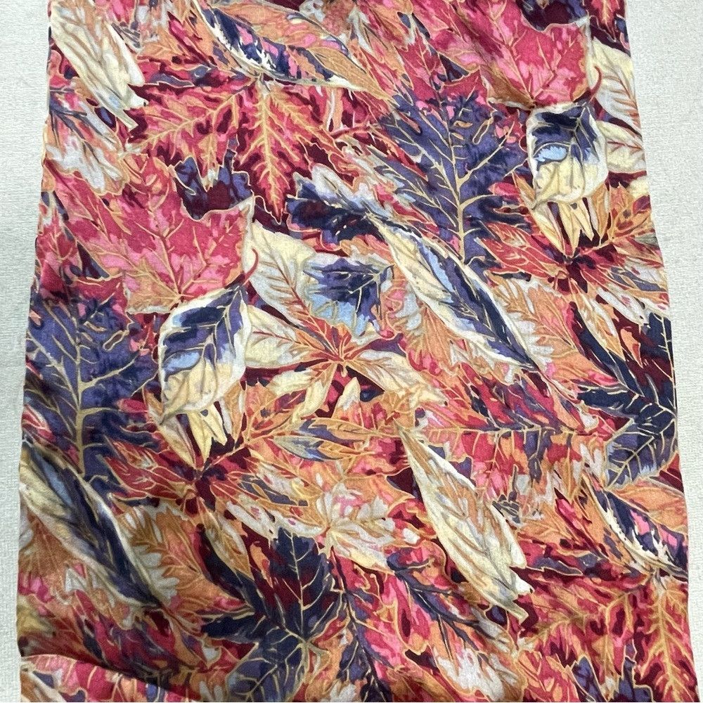 Other Silk Leaves Print Scarf With Tassel 10 x 26 Size ONE SIZE - 8 Thumbnail