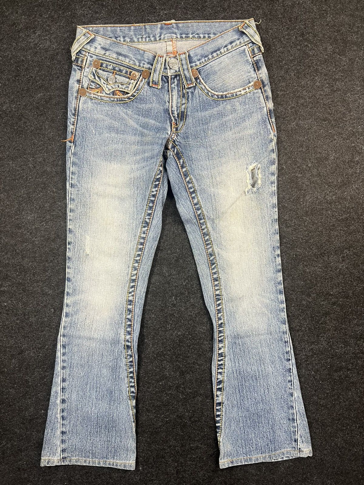 True Religion True Religion Joey Big T Multicolour Embroidery Flare Jeans Size US 31 - 1 Thumbnail