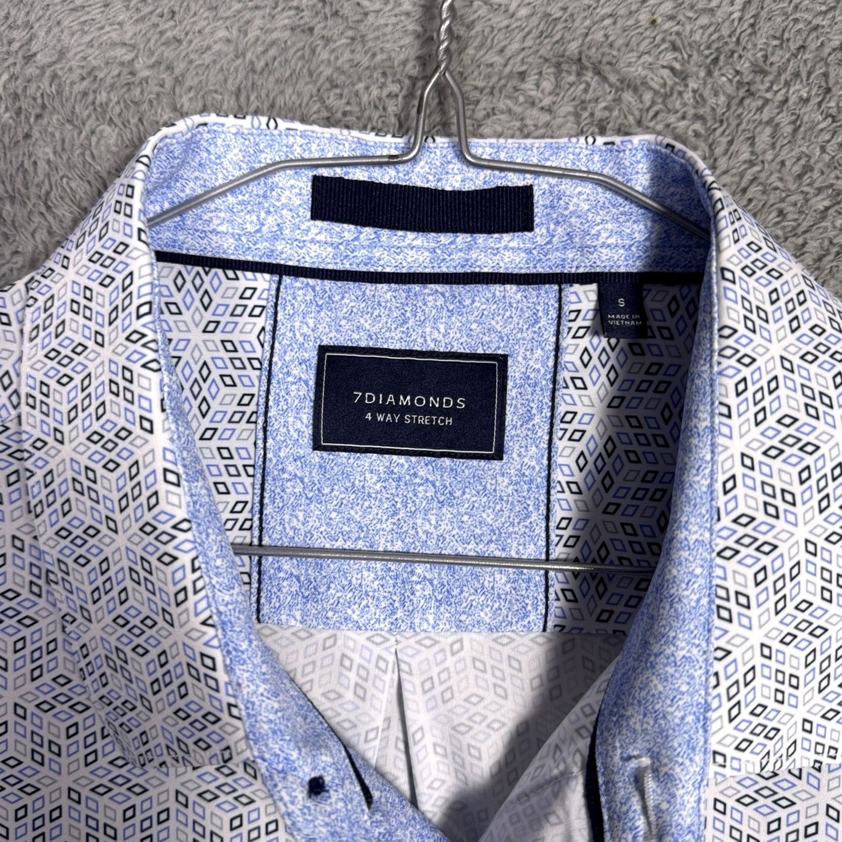 Vintage 7 Diamonds Shirt Mens S Geometric 4 Way Stretch Performance Cube Flip Cuff Shirt Size US S / EU 44-46 / 1 - 5 Thumbnail