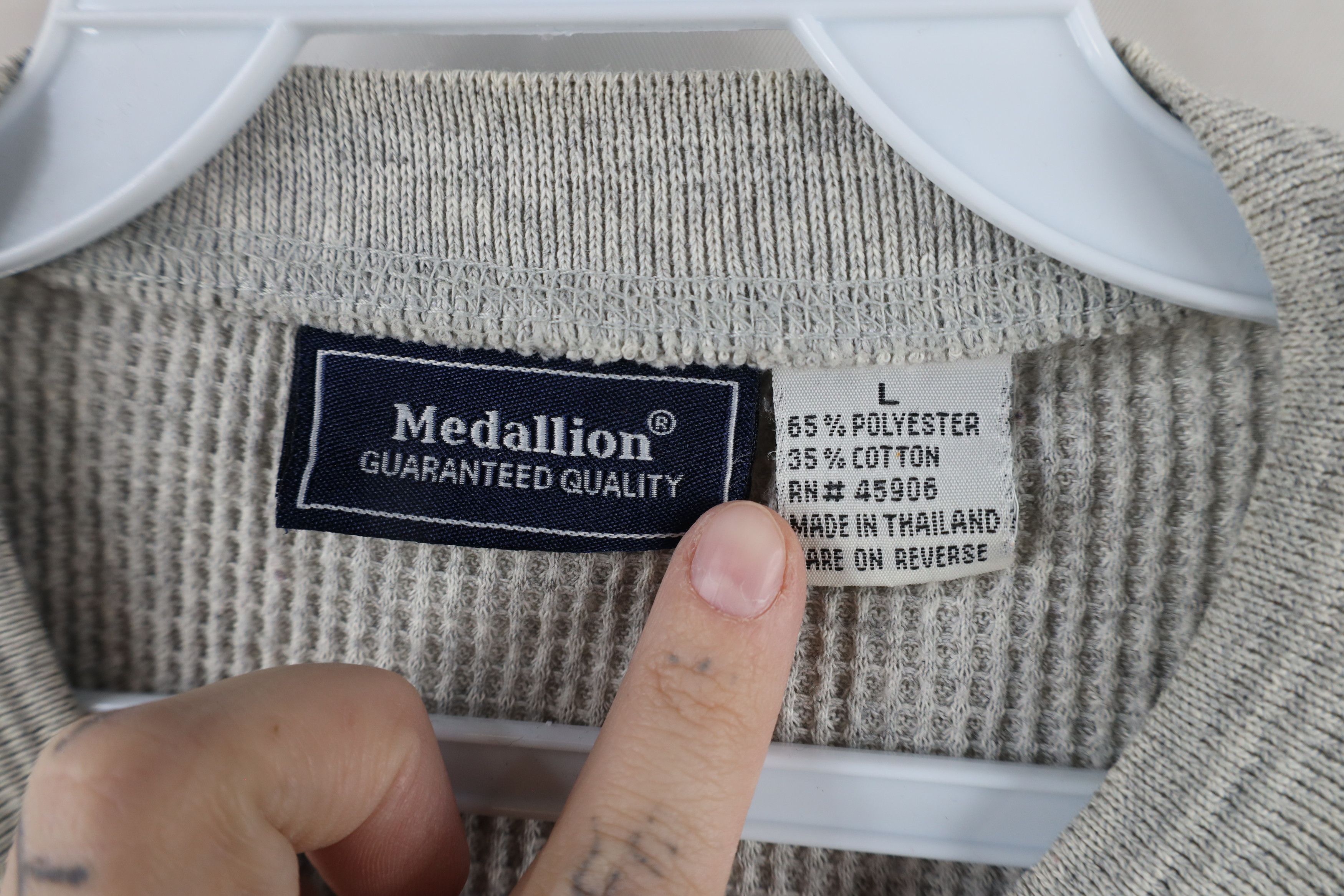 Vintage Vintage 90s Streetwear Thermal Waffle Knit Henley T-Shirt Size L / US 10 / IT 46 - 6 Thumbnail