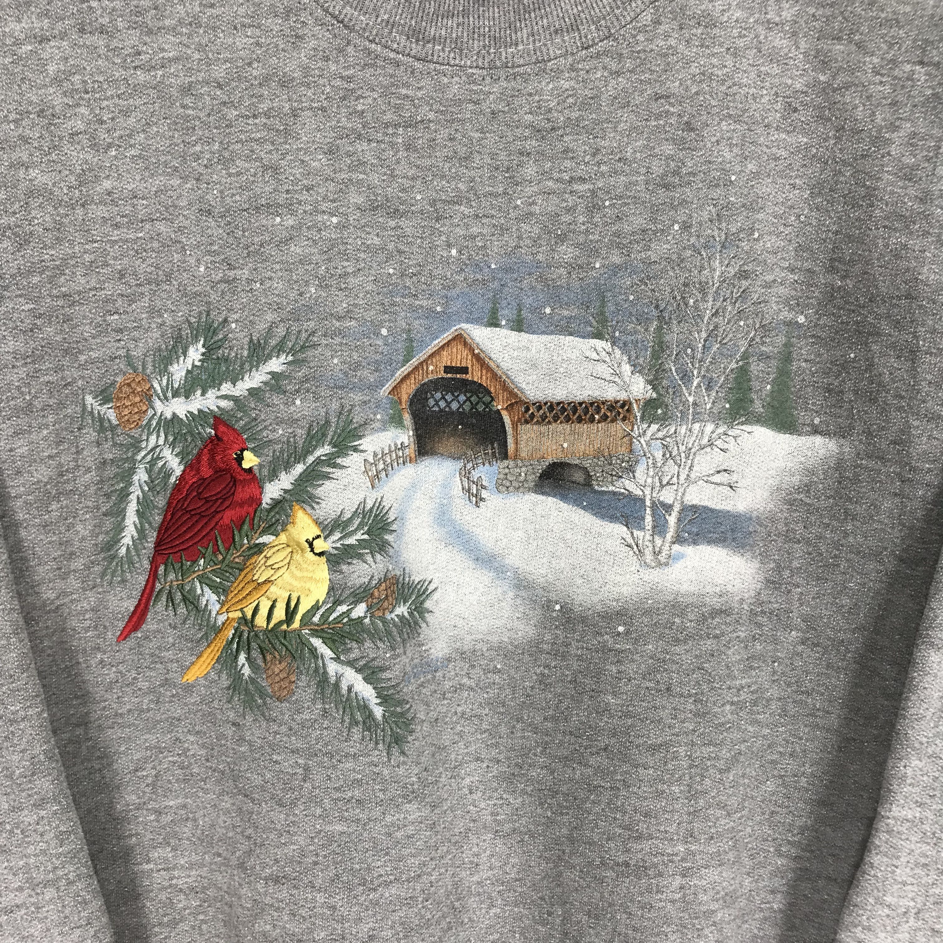 Arts & Science Vintage 90s Morning Sun Cardinal Bird Snow Sweater Size US L / EU 52-54 / 3 - 5 Thumbnail