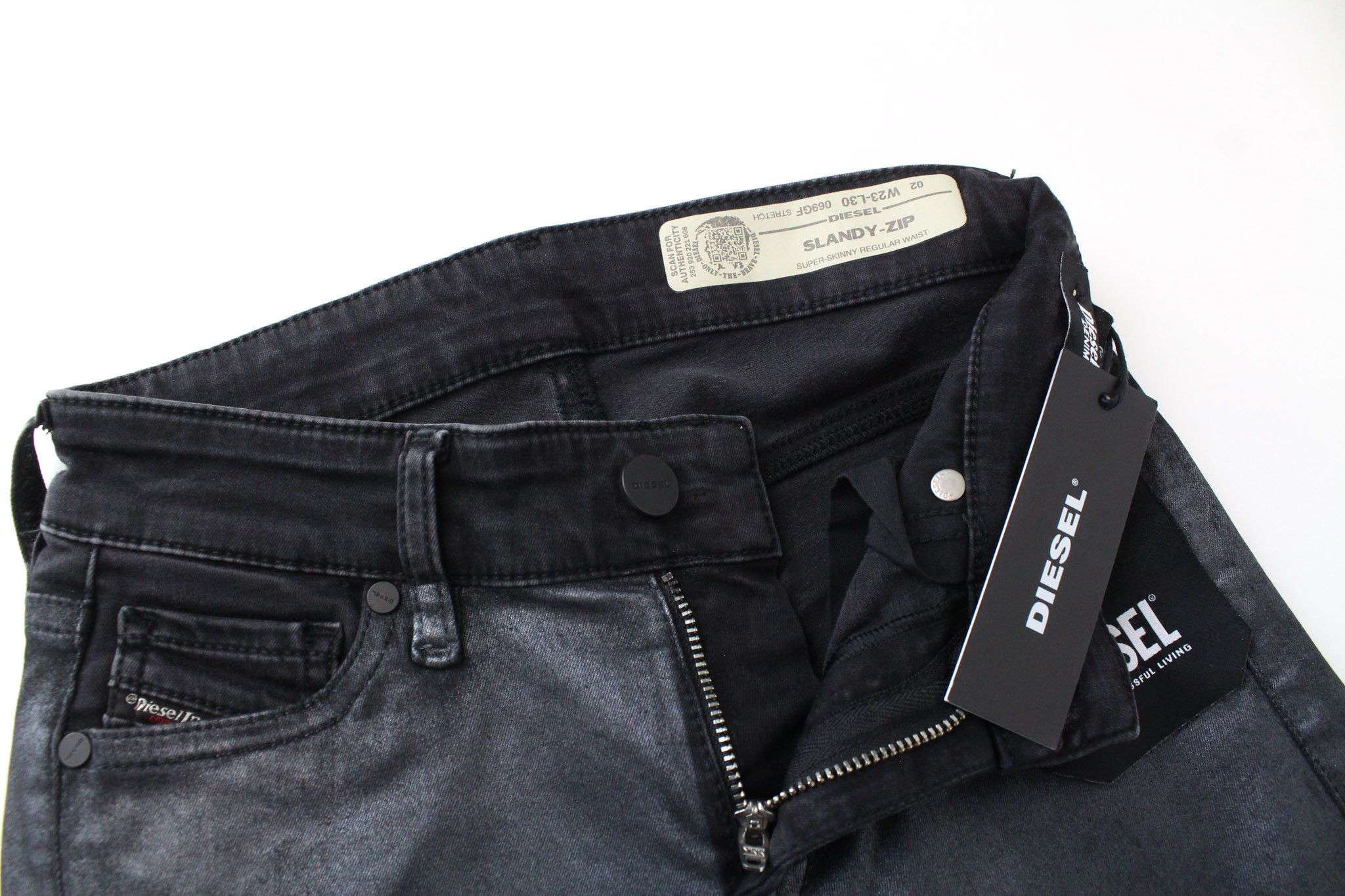 Diesel SLANDY-ZIP 069GF W23/L30 Grey Girls Jeans 71254 Size 23" - 3 Thumbnail