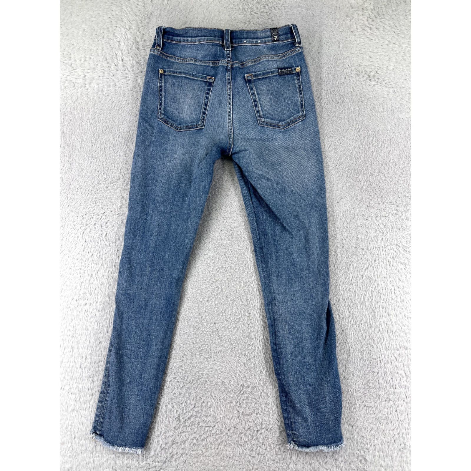 7 For All Mankind VINTAGE 7 For All Mankind Men's Jeans Size 26 Blue Distressed Cotton Denim Mid Rise Straight Fit Size 25" / US 0 / IT 36 - 2 Thumbnail