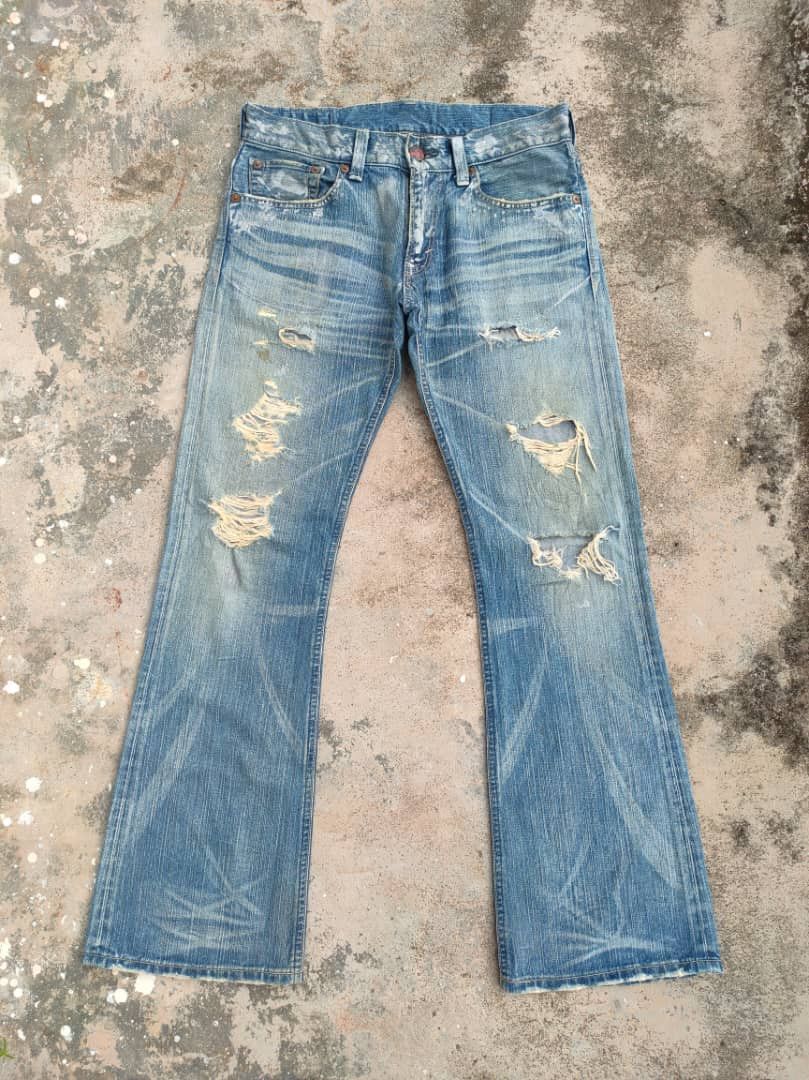 Edwin FLARE VINTAGE EDWIN BOOTCUT RIPPED DENIM JEANS PANTS Size US 35 - 1 Thumbnail