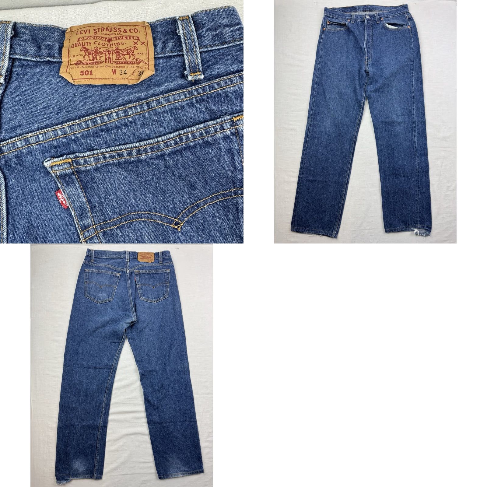 Levi's VINTAGE Levi's 501 Jeans Men Adult 31x30 Button Fly Made In USA Straight Blue 100% Cotton USA Womens Mens? Size US 31 - 10 Thumbnail