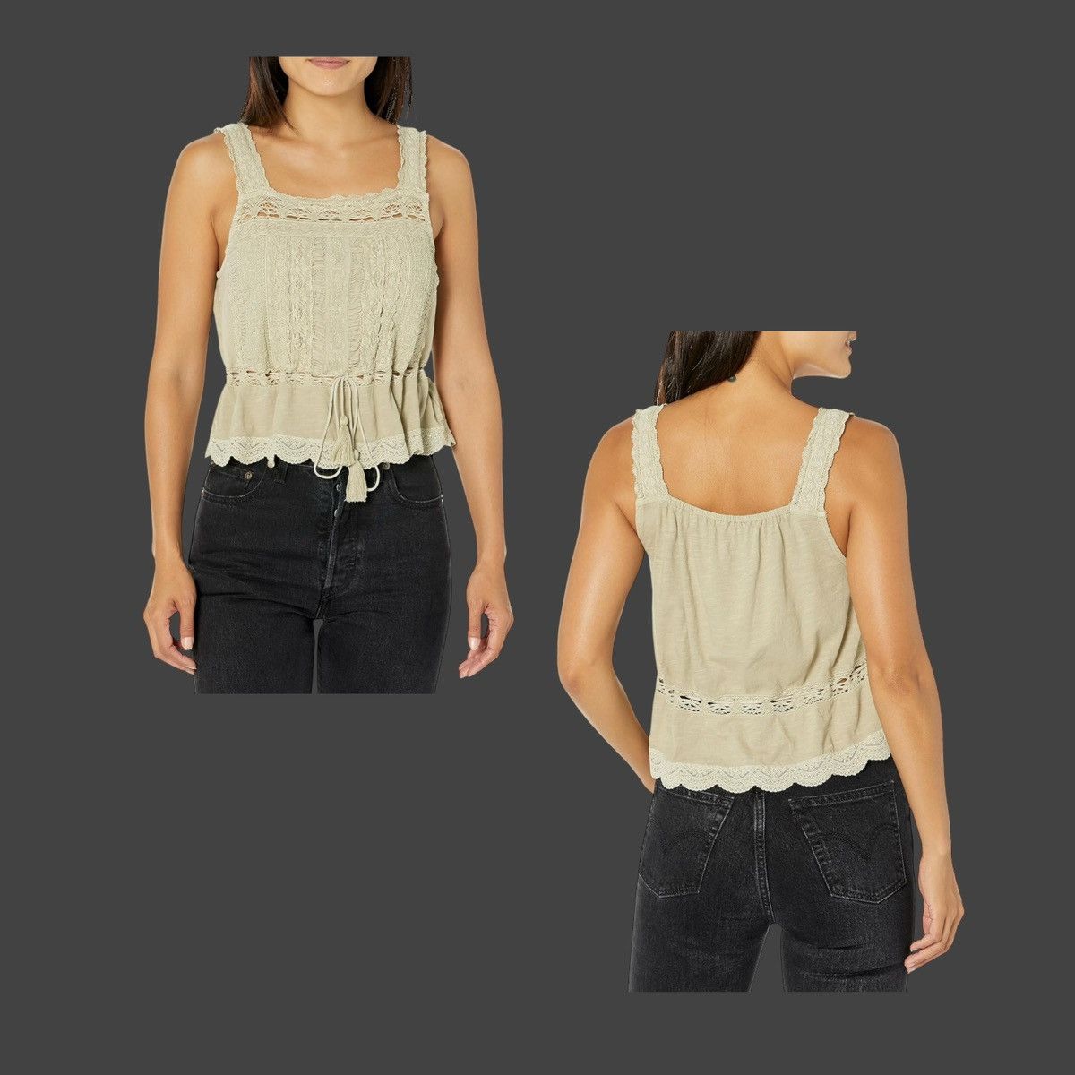 Lucky Brand Lucky Brand Lace Waistline Tie Seneca Rock Tank Sz XL Size XL / US 12-14 / IT 48-50 - 2 Thumbnail