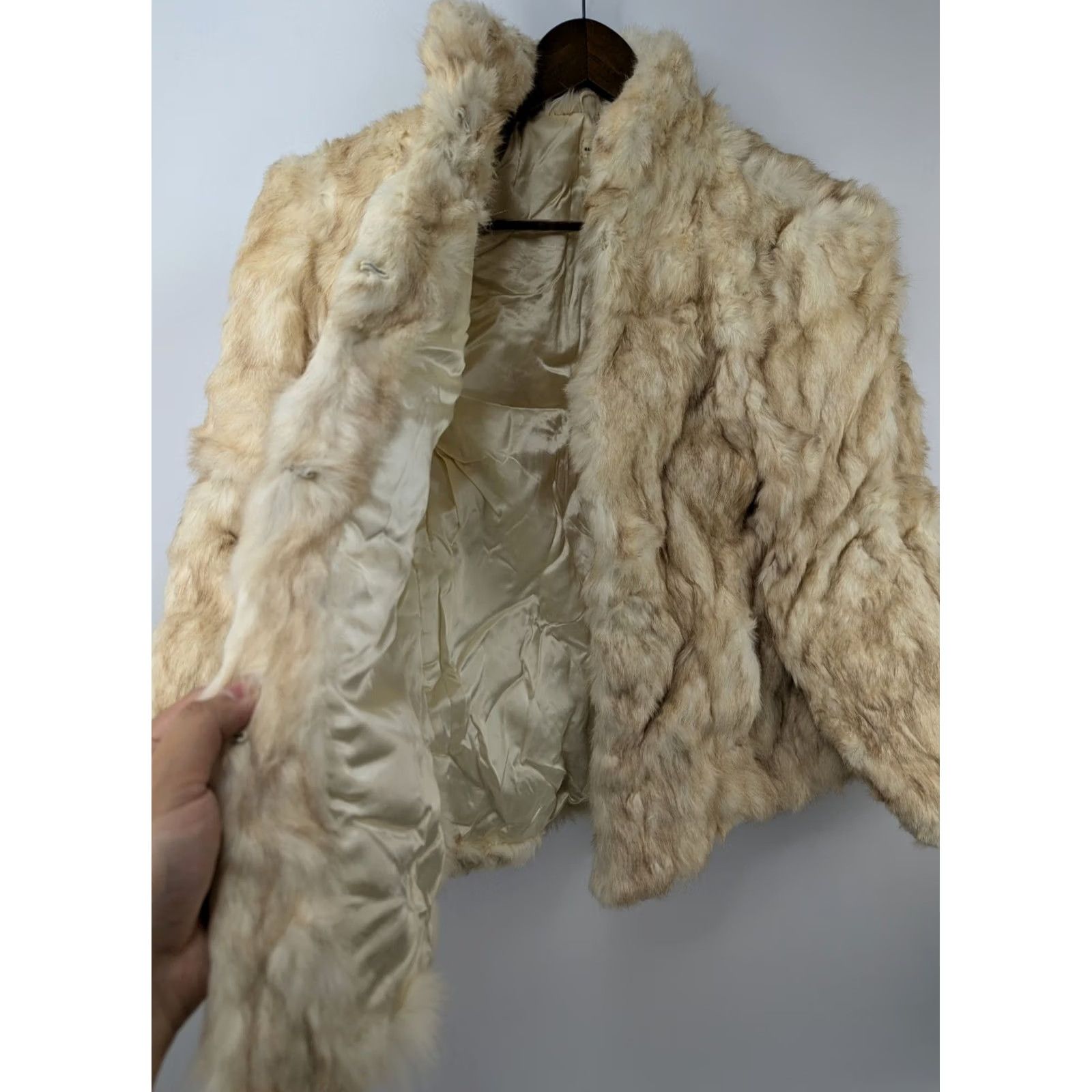 Vintage Vintage Dyed Rabbit Fur Coat - Women's M Beige Cream Hong Kong Mob Wife Luxury Size M / US 6-8 / IT 42-44 - 3 Thumbnail