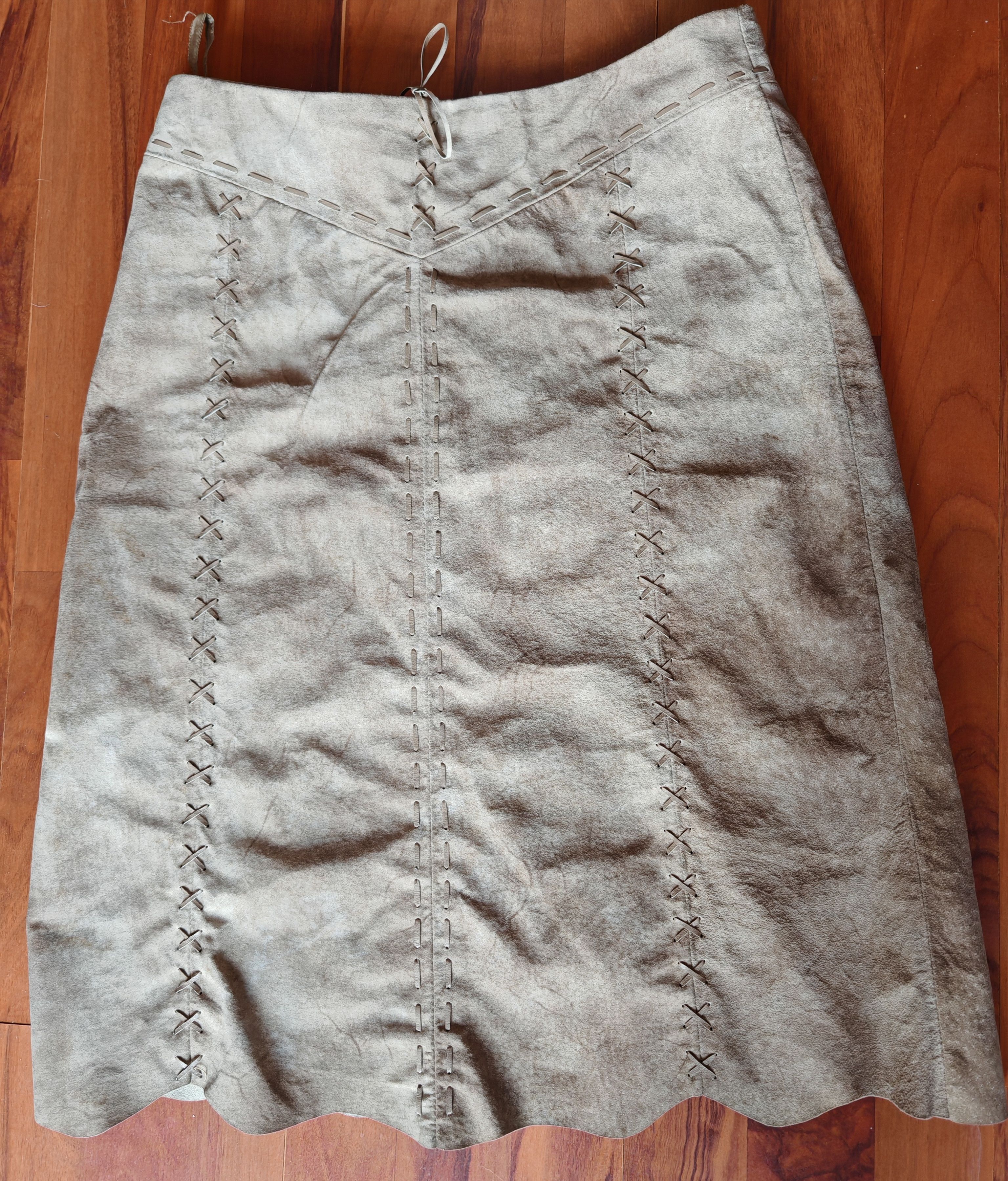 Designer Vintage Morgan De Toi Suede Leather Skirt sz 38 Rare Y2K Size 27" / US 4 / IT 40 - 1 Thumbnail