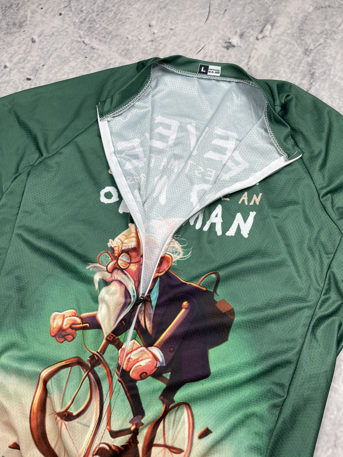Vintage Vintage Bicycle green jersey humor old man Size US L / EU 52-54 / 3 - 3 Thumbnail