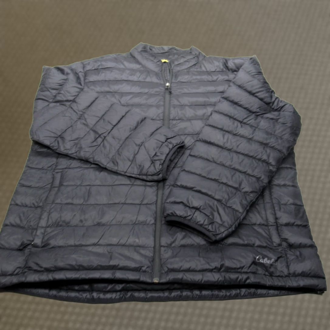 Vintage Cabelas Down Jacket Mens 2XL Black Lightweight Packable Full Zip Quilted Puffer Size US XXL / EU 58 / 5 - 1 Thumbnail