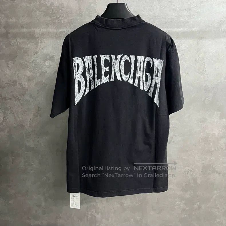 Balenciaga Balenciaga Black Letter Building Print Round Neck Short Sl Size US S / EU 44-46 / 1 - 5 Thumbnail