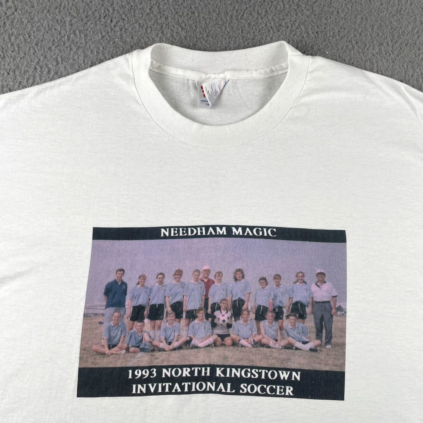 Hanes VINTAGE Hanes XL White T Shirt 1993 North Kingstown Soccer Invitational Made In USA Mens Shirt 90s Soccer California City College Sports Size US XL / EU 56 / 4 - 2 Thumbnail