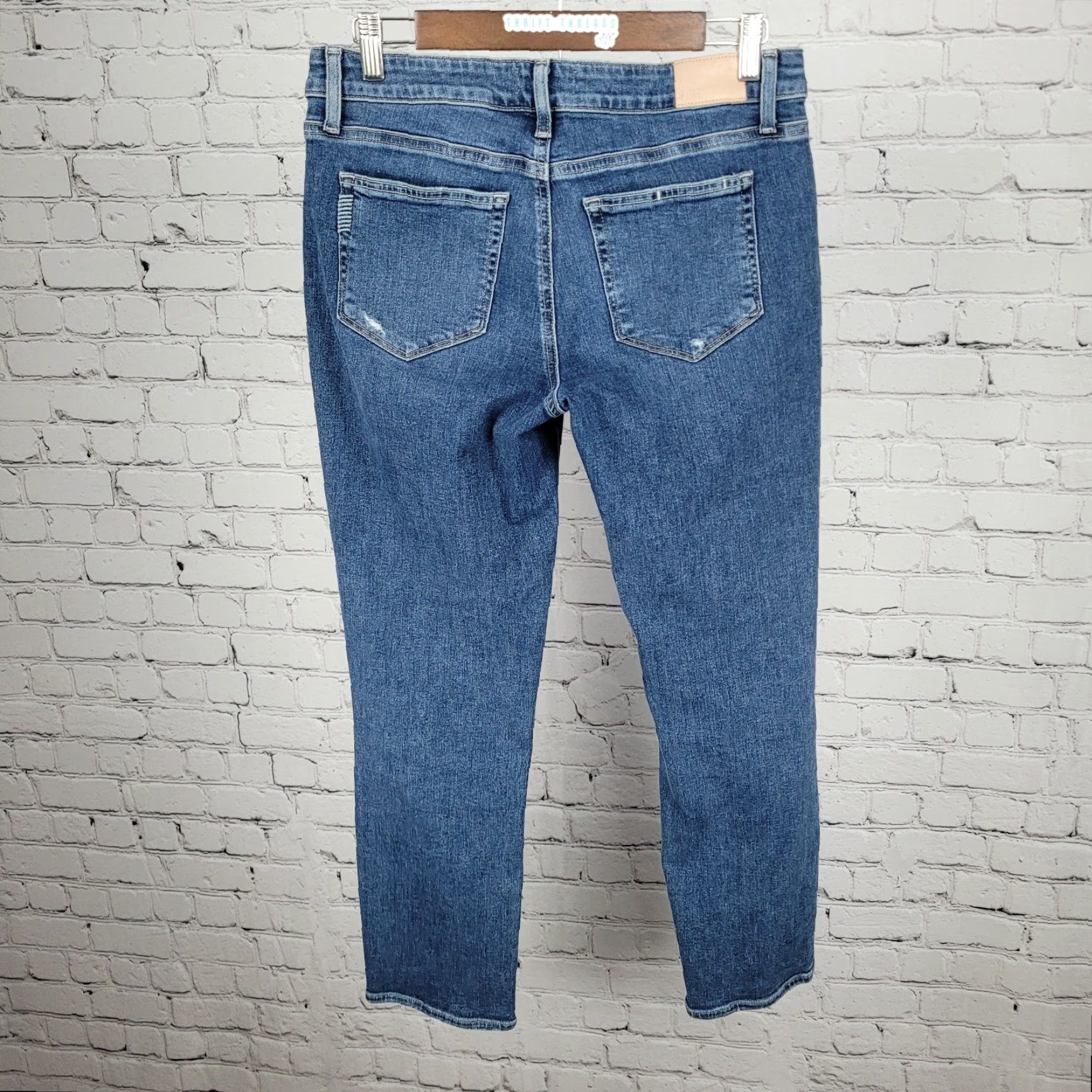 Paige Paige Brigitte Jeans Denim Blue Distressed Mid Rise Straight Ankle 27 (29x28) Size 27" / US 4 / IT 40 - 2 Thumbnail