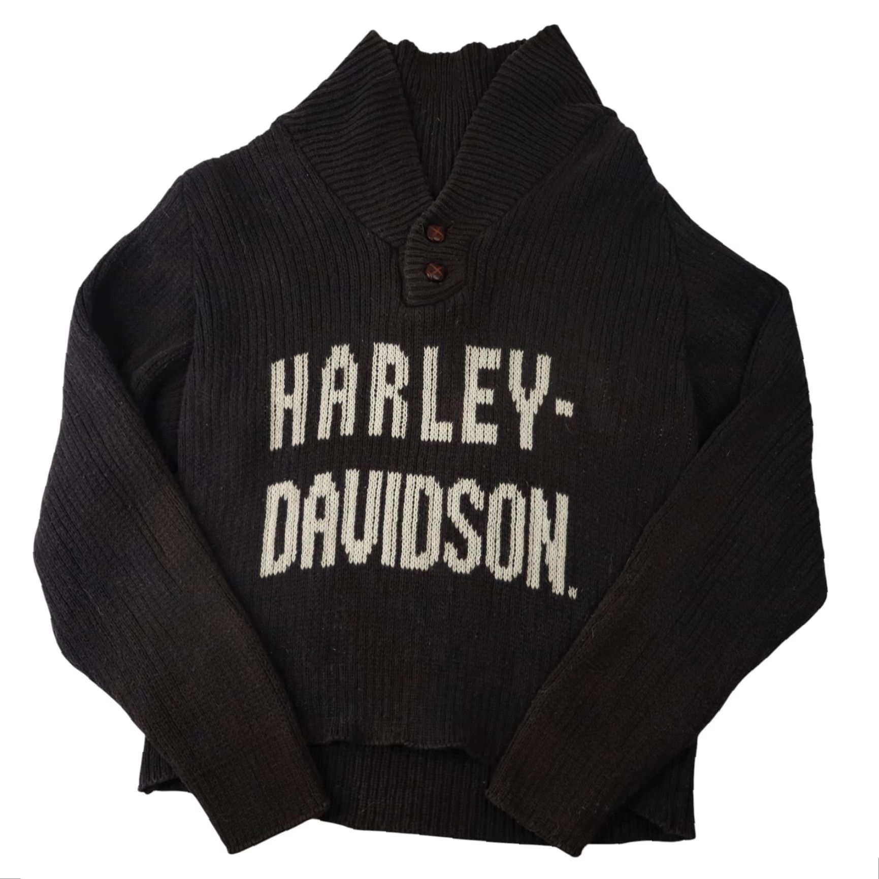 Harley Davidson VINTAGE Harley Davidson Womens Medium Knit Spellout Cowl Sweater Gray Size M / US 6-8 / IT 42-44 - 2 Thumbnail