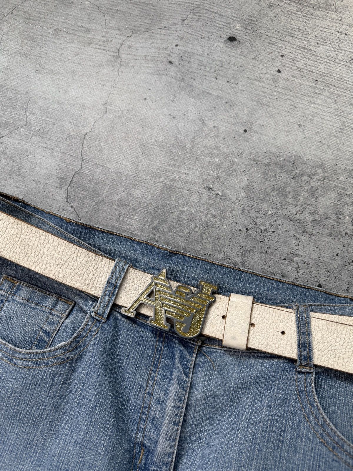 Armani Vintage Armani Jeans Big Logo Leather Belts 90s Y2K Size ONE SIZE - 3 Thumbnail