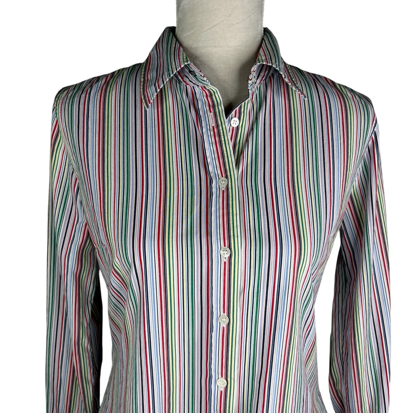 J.Crew J Crew Vintage Button Down Rainbow Stripes Medium Size M / US 6-8 / IT 42-44 - 11 Thumbnail