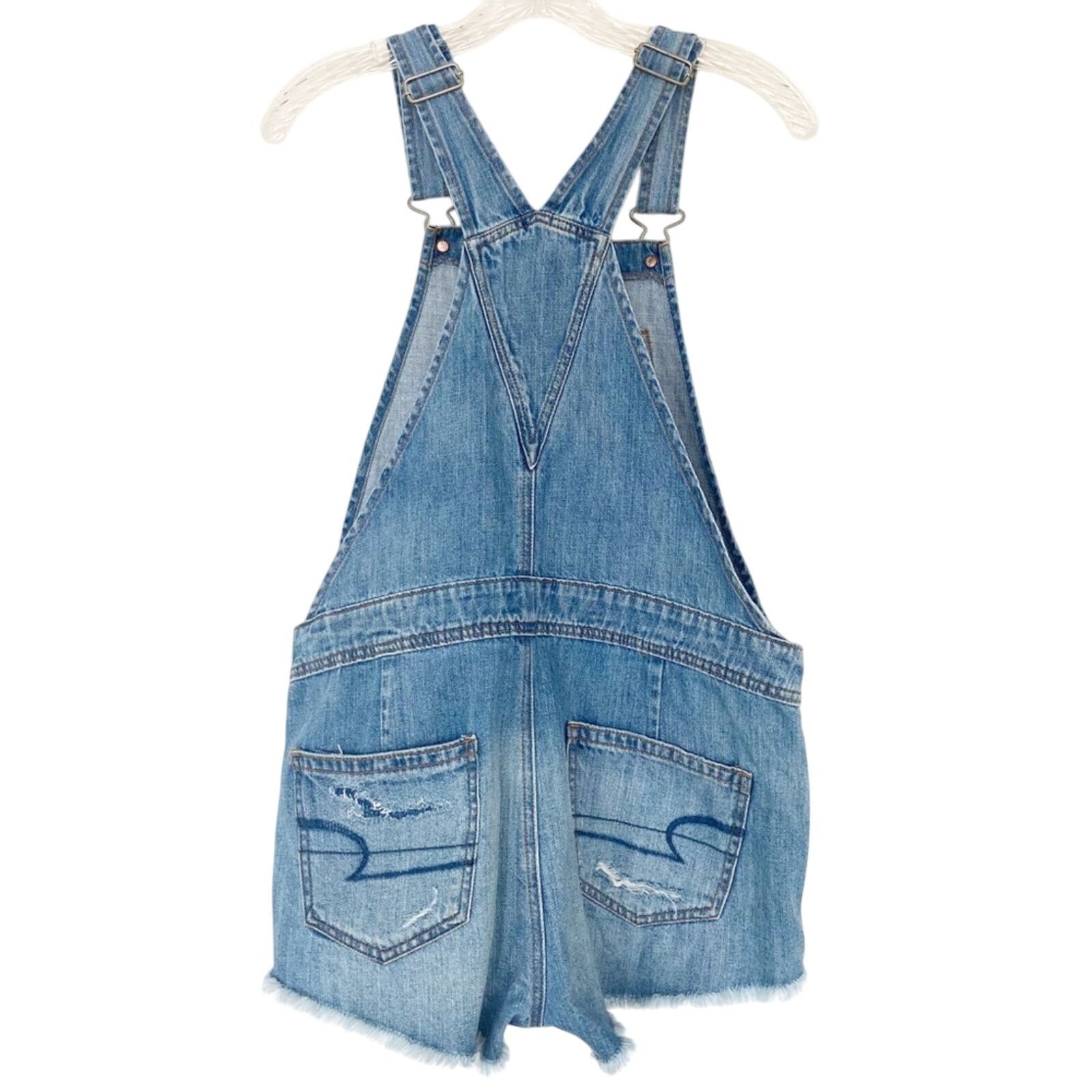 American Eagle Outfitters American Eagle Distressed Shortall Overalls Sz XS Size 26" / US 2 / IT 38 - 4 Thumbnail