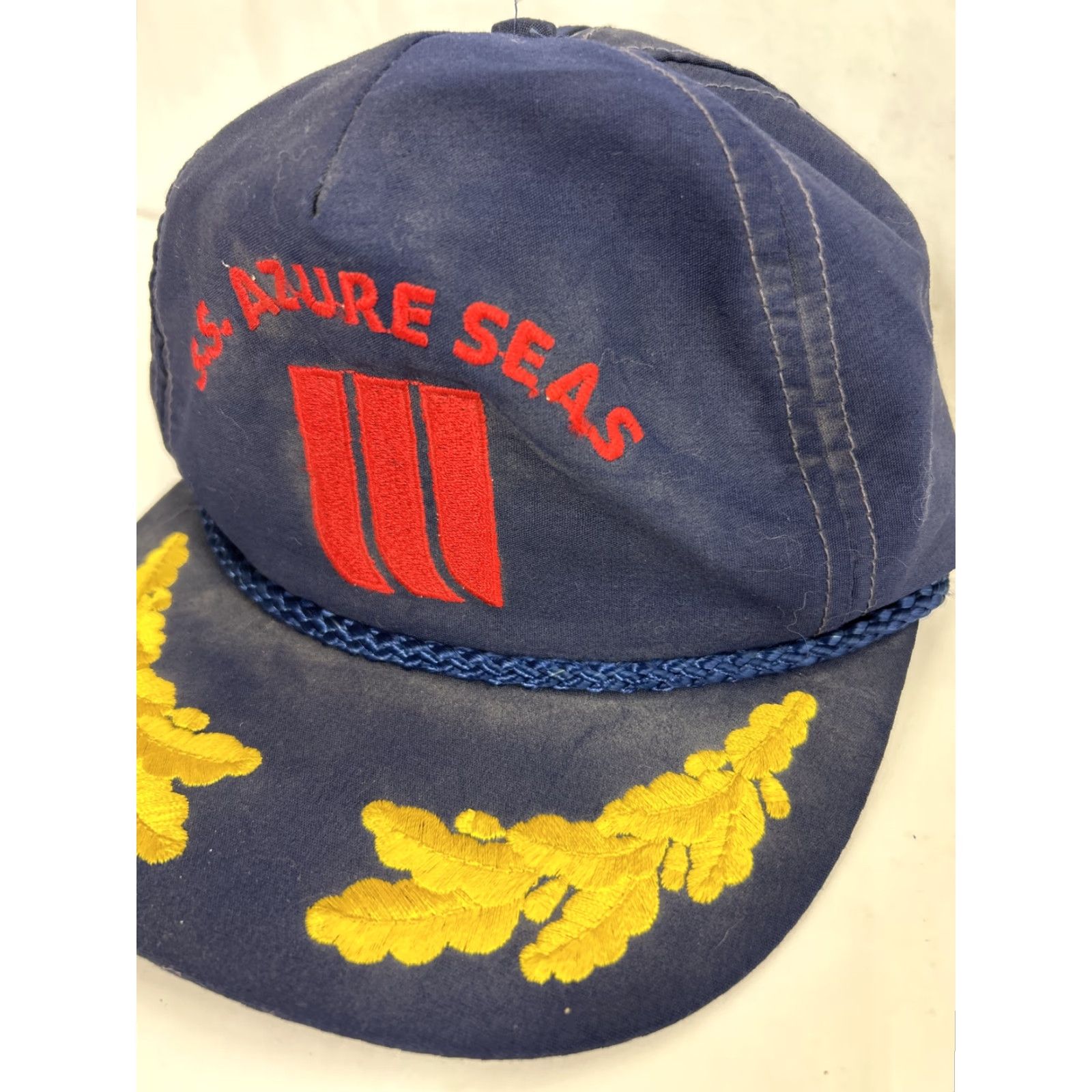 Vintage VINTAGE SnapBack Hat Men S Blue Azure Seas Blue Red Rope Egg Scramble Gold Leaf Blue Size ONE SIZE - 2 Thumbnail