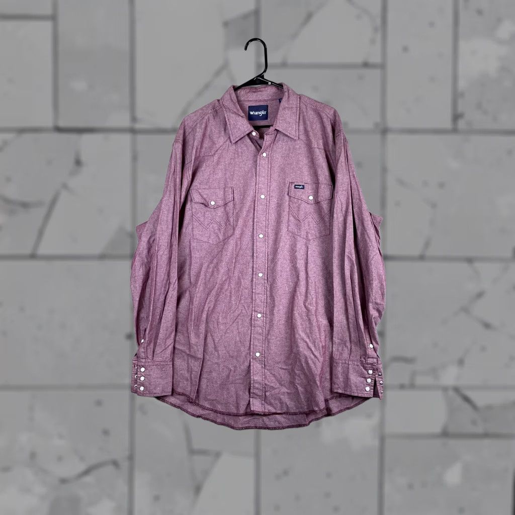 Wrangler Wrangler Shirt Mens Big 2XLT Red Solid Long Sleeve Pearl Snap Western Chambray Size US XXL / EU 58 / 5 - 1 Thumbnail