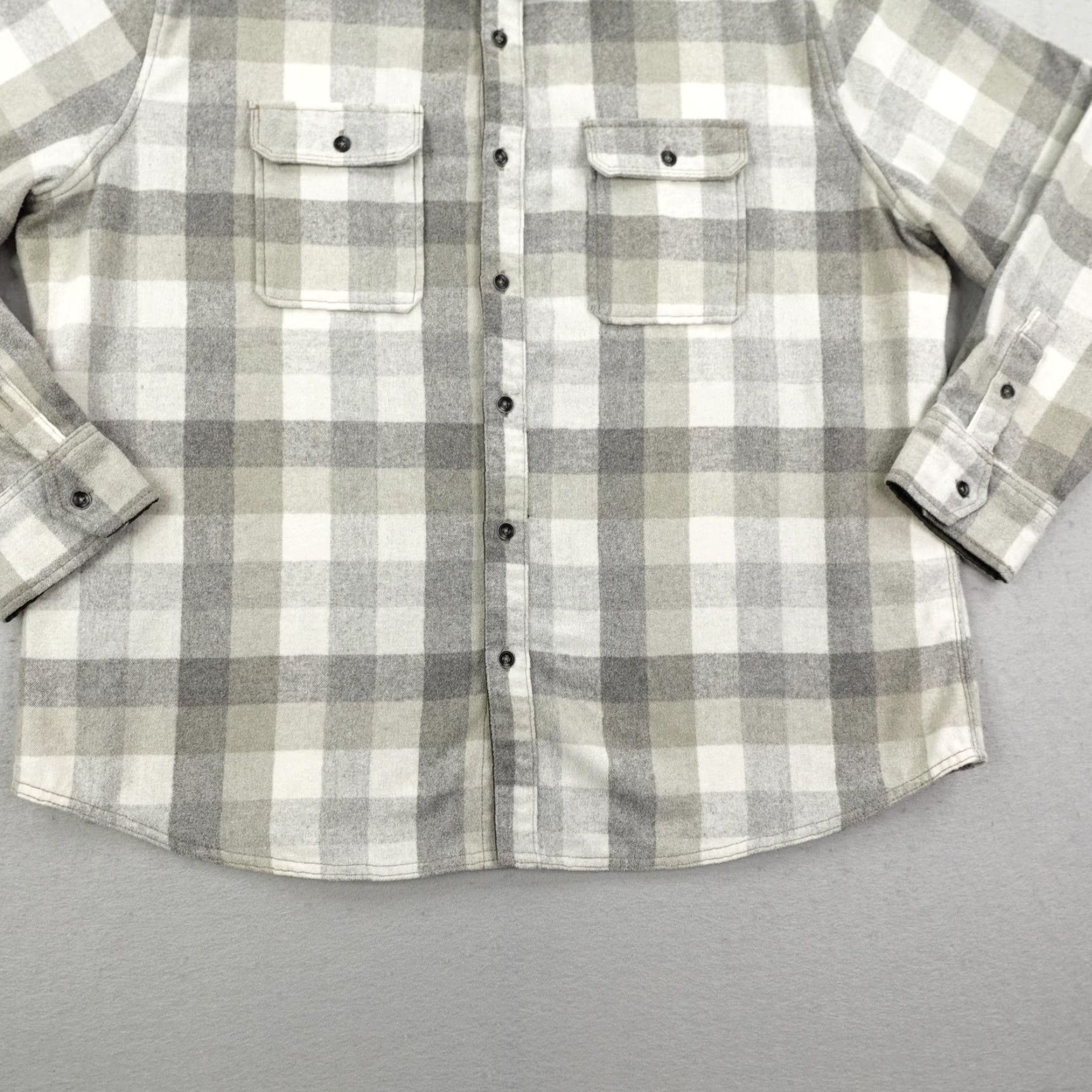 Vintage Jeremiah Shirt Mens XL Gray Beige Plaid Wool Blend Flannel Button Up Outdoors Size US XL / EU 56 / 4 - 4 Thumbnail