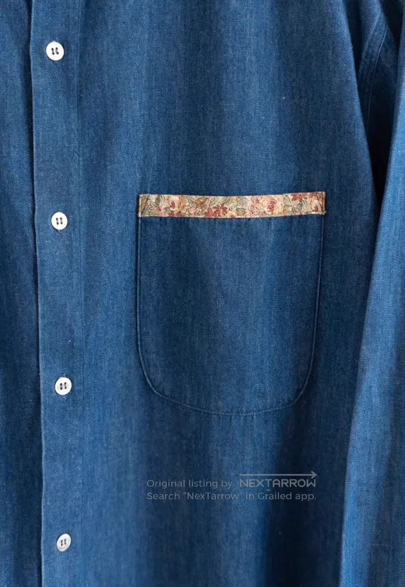 Yohji Yamamoto Yohji Yamamoto size os 90s Floral Neck Denim Shirt Size US M / EU 48-50 / 2 - 4 Thumbnail