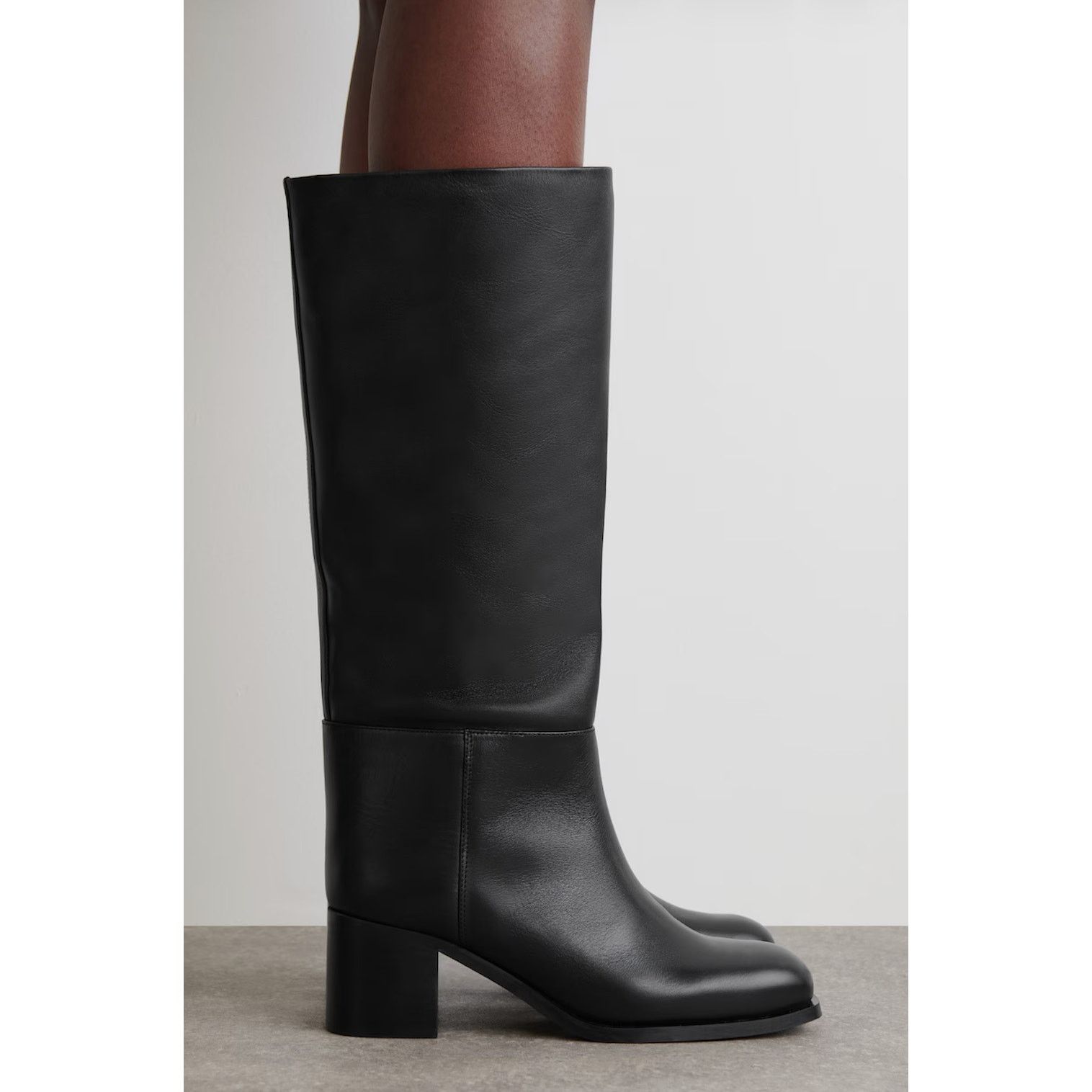 Cos COS Black Leather Knee High Boots EU 40 US 9 Size US 9 / IT 39 - 4 Thumbnail