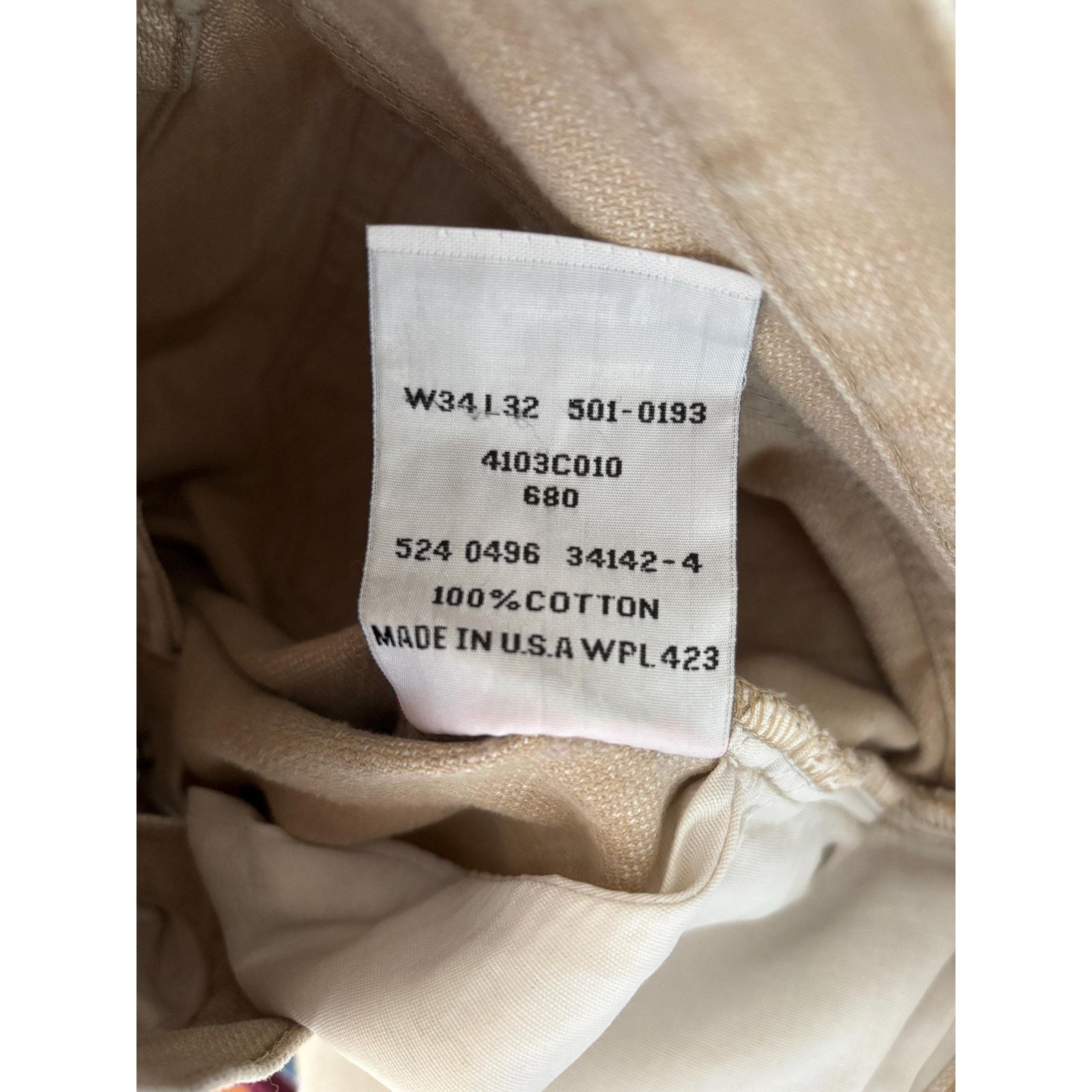 Levi's × Levi's Vintage Clothing × Vintage Levi’s 501 USA W34 L32 Beige 90s Button Fly 100% Cotton Jean Size US 34 / EU 50 - 9 Thumbnail