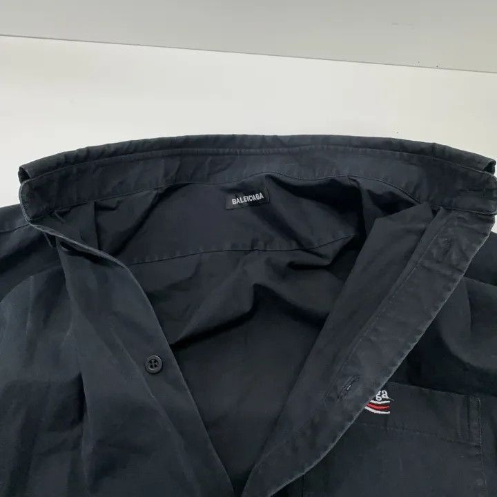Balenciaga Balenciaga Balenciaga Black Logo Print Long Sleeve Shirt - Size US S / EU 44-46 / 1 - 1 Thumbnail