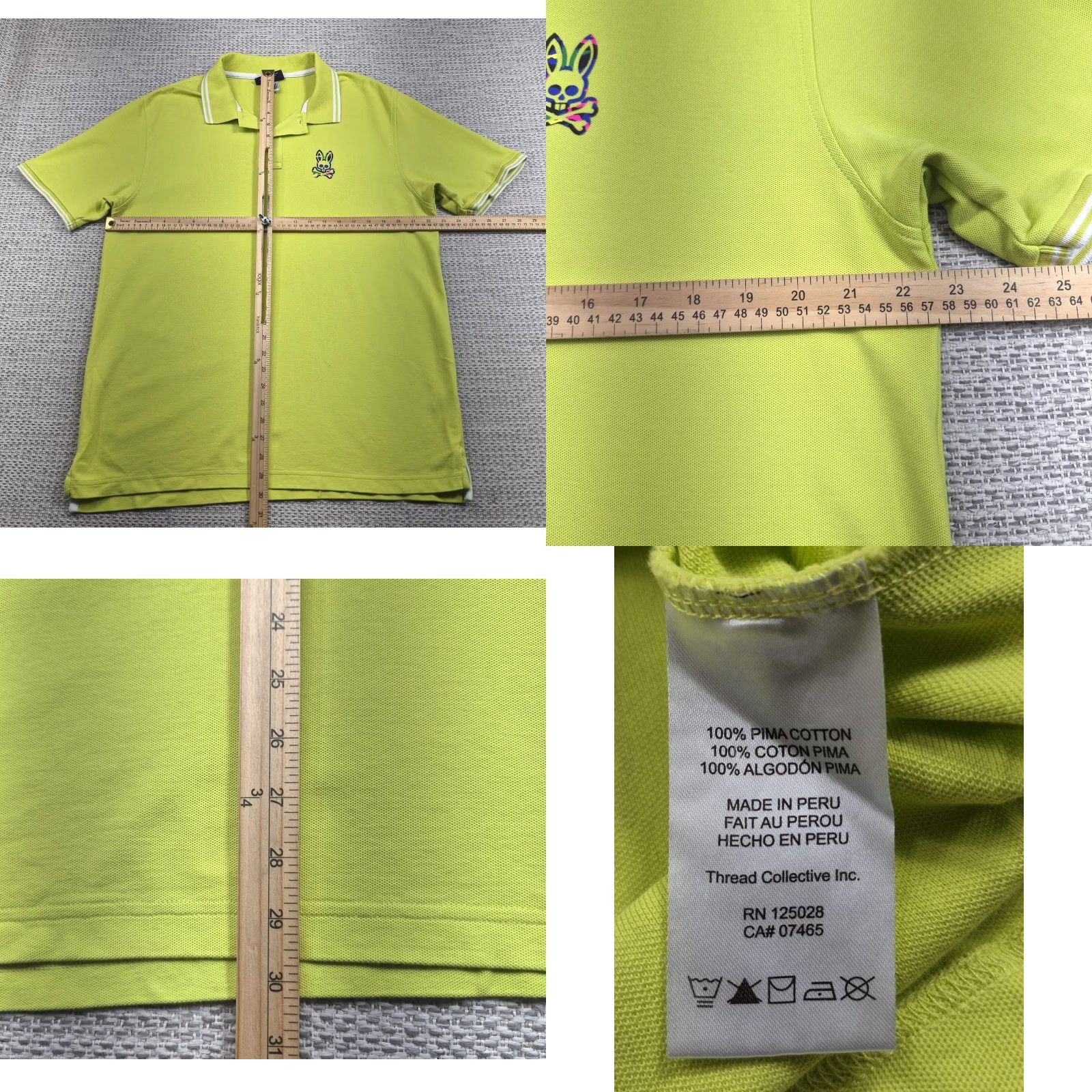 Psycho Bunny Psycho Bunny Polo Golf Shirt Mens 2XL Green Pima Cotton Skull Bunny Preppy Shirt Size US XXL / EU 58 / 5 - 8 Thumbnail